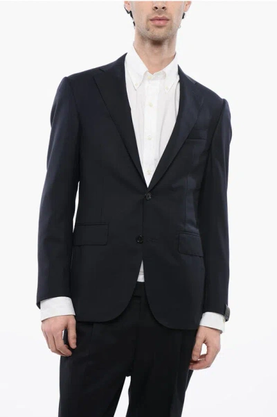 Corneliani Notch Lapel Academy Virgin Wool Blazer In Blue
