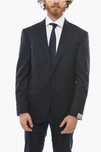 Corneliani Notch Lapel Leader Virgin Wool Blazer In Black