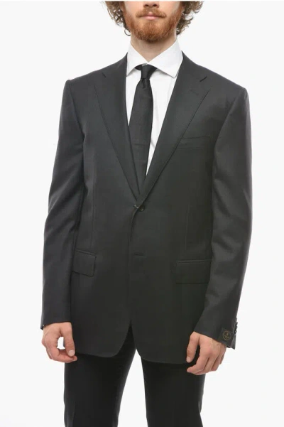 Corneliani Notch Lapel Mantua Virgin Wool Blazer In Black