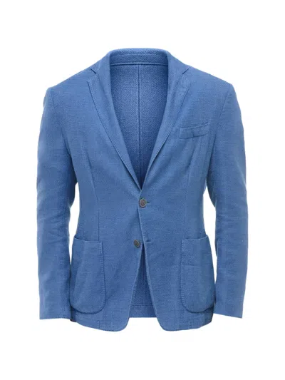 Corneliani Notched-lapel Single-breasted Blazer In Blue