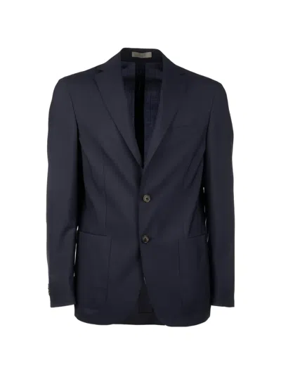 Corneliani Notch-lapel Single-breasted Blazer In Blue