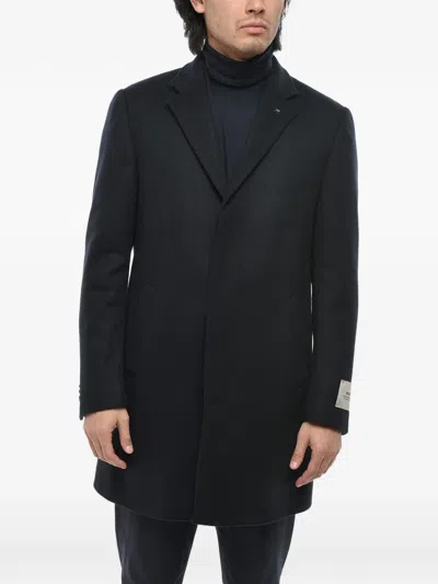 Corneliani Notch-lapel Single-breasted Coat In Blue
