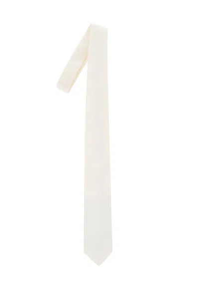 Corneliani Off White Solid Tie In Silver