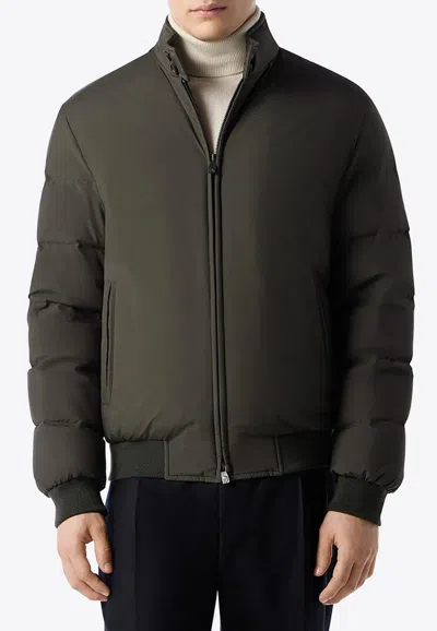 Corneliani Padded Zip-up Down Jacket In Green