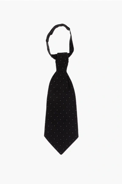 Corneliani Paisley Patterned Silk Ascot Tie In Black