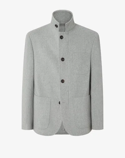 Corneliani Pale Melange Grey Pure Wool Beaver Jacket In Gray