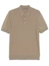 Corneliani Textured Diamond Pattern Polo Sweater In Brown