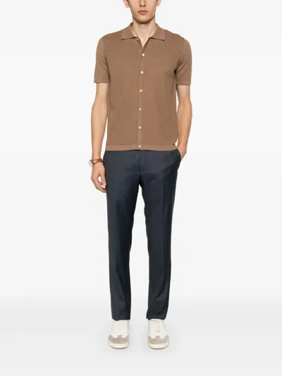 Corneliani Short Sleeve Knitted Cardigan In Brown
