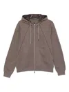 Corneliani Panelled Zip-up Hoodie In Brown