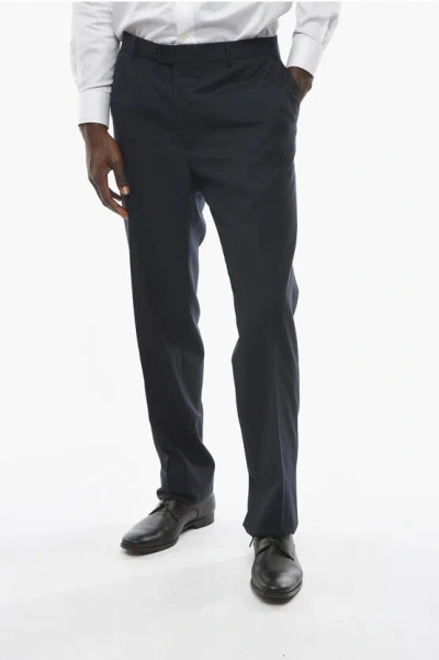 Corneliani Cc Collection Fil A Fil Wool Pants With Belt Loops In Black