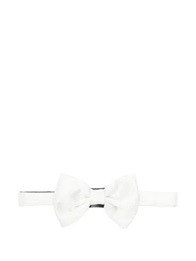 CORNELIANI Pearl white bow tie with adjustable strap CORNELIANI