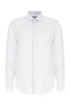 Corneliani Pastel Light Blue Linen Shirt In Bianco