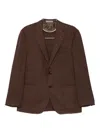 Corneliani Chocolate Brown Virgin Wool Linen Blended Single Breasted Blazer In Brown