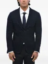Corneliani Patch-pocket Single-breasted Blazer In Blue