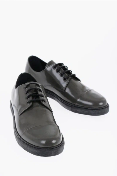 Corneliani Id Patent Leather Low-top Sneakers In Black