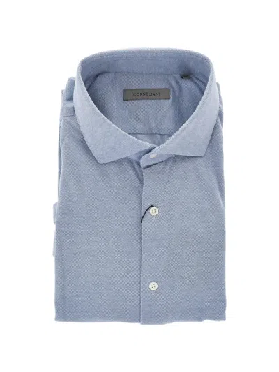 Corneliani Patterned Cotton Shirt In Blue