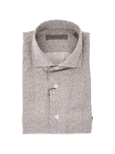 Corneliani Patterned French-collar Shirt In Neutral