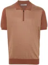Corneliani Patterned Intarsia Knit Polo Shirt In Brown