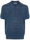 Corneliani Patterned-jacquard Polo Shirt In Blue