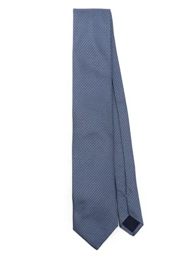 Corneliani Patterned-jacquard Silk Tie In 蓝色
