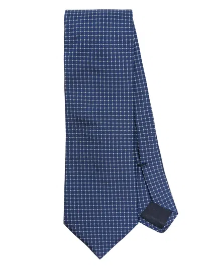 Corneliani Patterned-jacquard Silk Tie In Blue