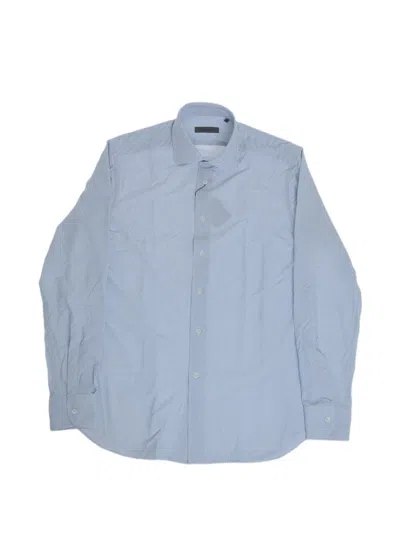 Corneliani Patterned Long-sleeve Shirt In Blue