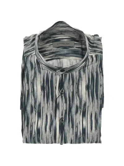 Corneliani Patterned Mandarin-collar Shirt In Multi
