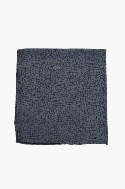 Corneliani Patterned Silk Pocket Square In Blue