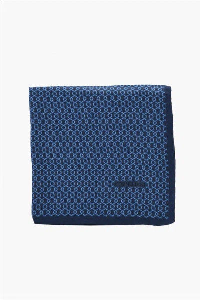 Corneliani Patterned Silk Pocket Square In Blue