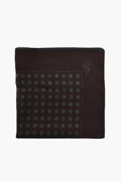 Corneliani Patterned Silk Pocket Square In Brown