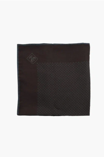 Corneliani Patterned Silk Pocket Square In Brown