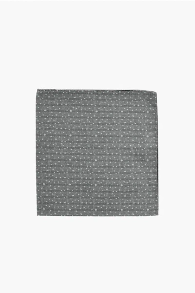 Corneliani Patterned Silk Pocket Square In Gray