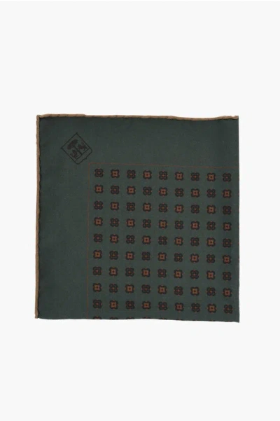Corneliani Patterned Silk Pocket Square In Green
