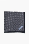 Corneliani Patterned Silk Pocket Square With Printed Logo