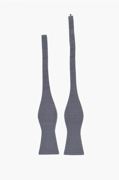 Corneliani Patterned Silk Self-bow Tie In Blue