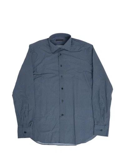 Corneliani Patterned Stretch Shirt In Blue