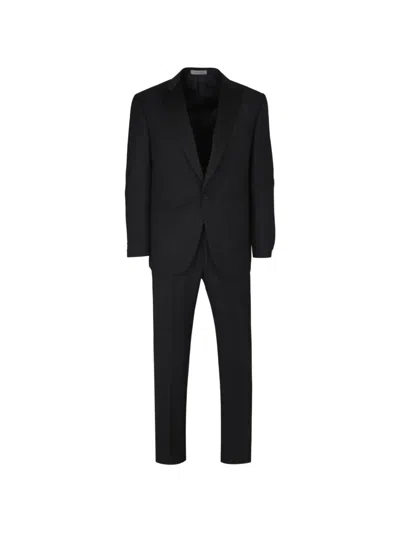 Corneliani Peak-lapel Single-breasted Suit In Black