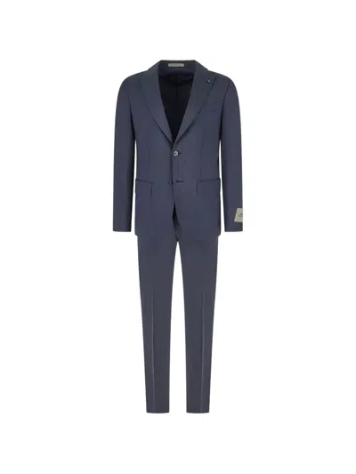 Corneliani Peak-lapel Single-breasted Suit In Blue