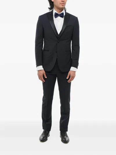 Corneliani Peak-lapel Three-piece Suit In Blue