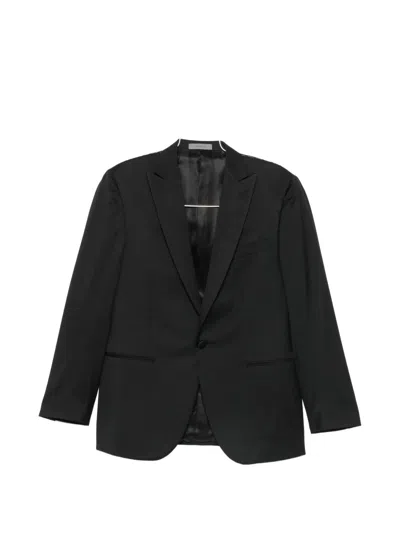 Corneliani Peak-lapel Virgin-wool Suit In Black
