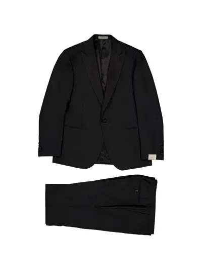 Corneliani Peak-lapel Virgin-wool Suit In Black