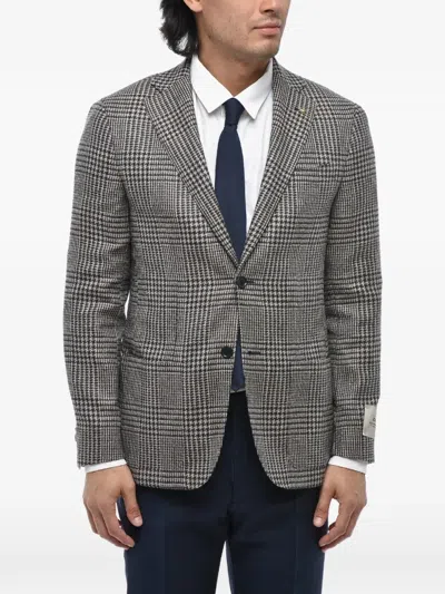 Corneliani Pied-de-poule Single-breasted Blazer In Black
