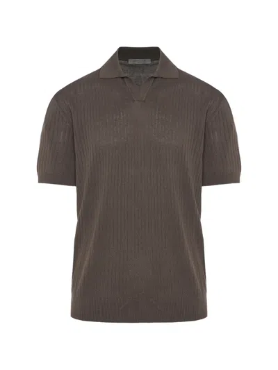 Corneliani Pima Ribbed Sweater In Brown