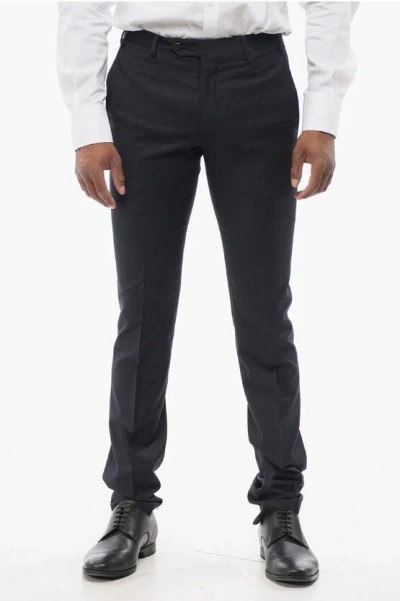 Corneliani Pin Check Wool Blend Pants With Belt Loops Grösse 44
