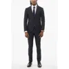Corneliani Pin Point Cerimonia Academy Virgin Wool Blend Suit In Black