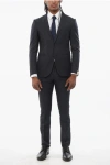 Corneliani Pin Point Cerimonia Academy Virgin Wool Blend Suit In Black
