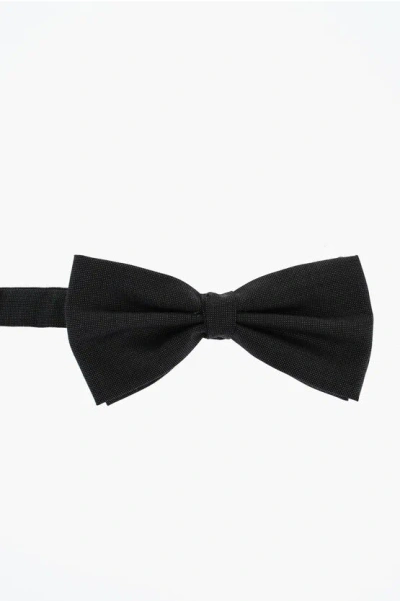 Corneliani Pin Point Virgin Wool Bow Tie In Black