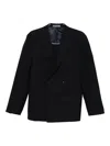 Corneliani Double-breasted Black Jacket With Tailored Fit In Black