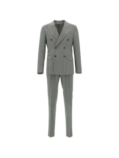 Corneliani Pinstripe Double-breasted Suit In Gray