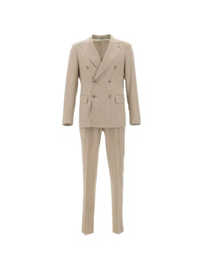 Corneliani Pinstripe Double-breasted Suit In Neutral
